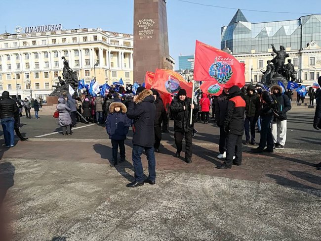 Члены Боевое Братство Приморского Края приняли участие в митинге в поддержку олимпийской сборной России